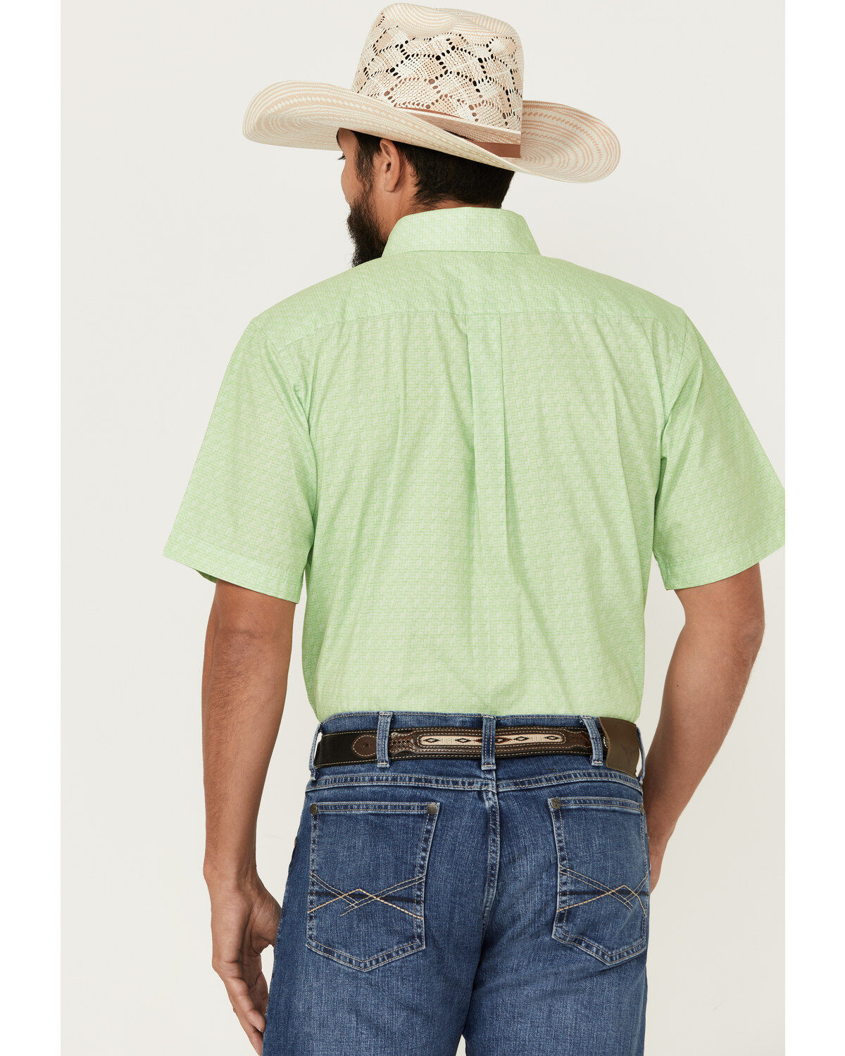 Panhandle Select Men's Geo Print Short Sleeve Button-Down Western Shirt