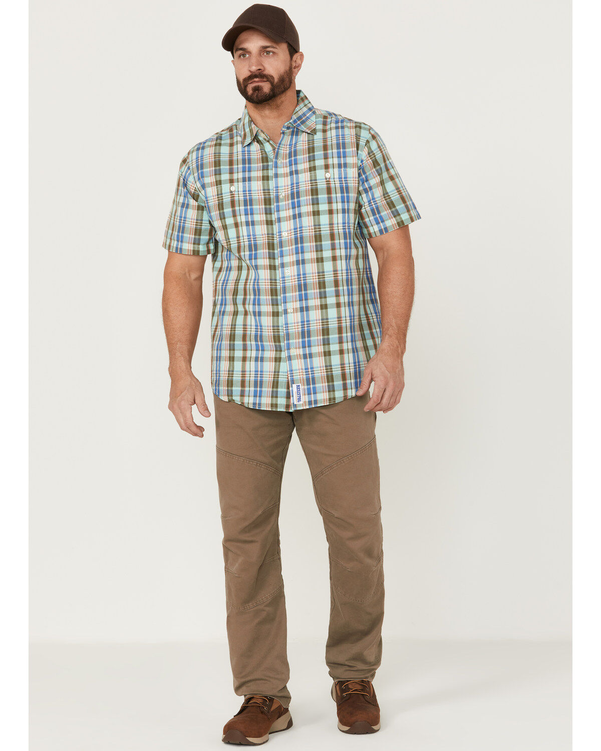 Resistol Men's Hampton Plaid Print Short Sleeve Button Down Western Shirt