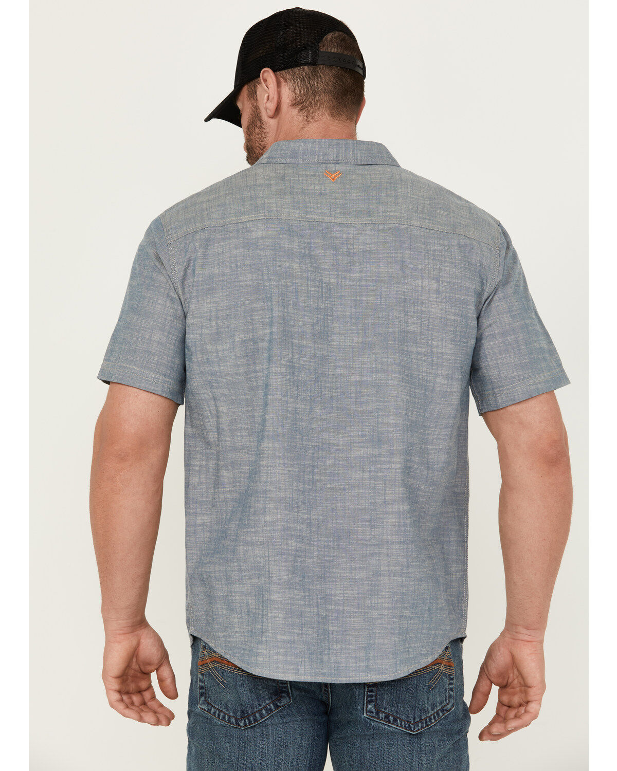 Hawx Men's Chambray Short Sleeve Button-Down Stretch Work Shirt - Tall