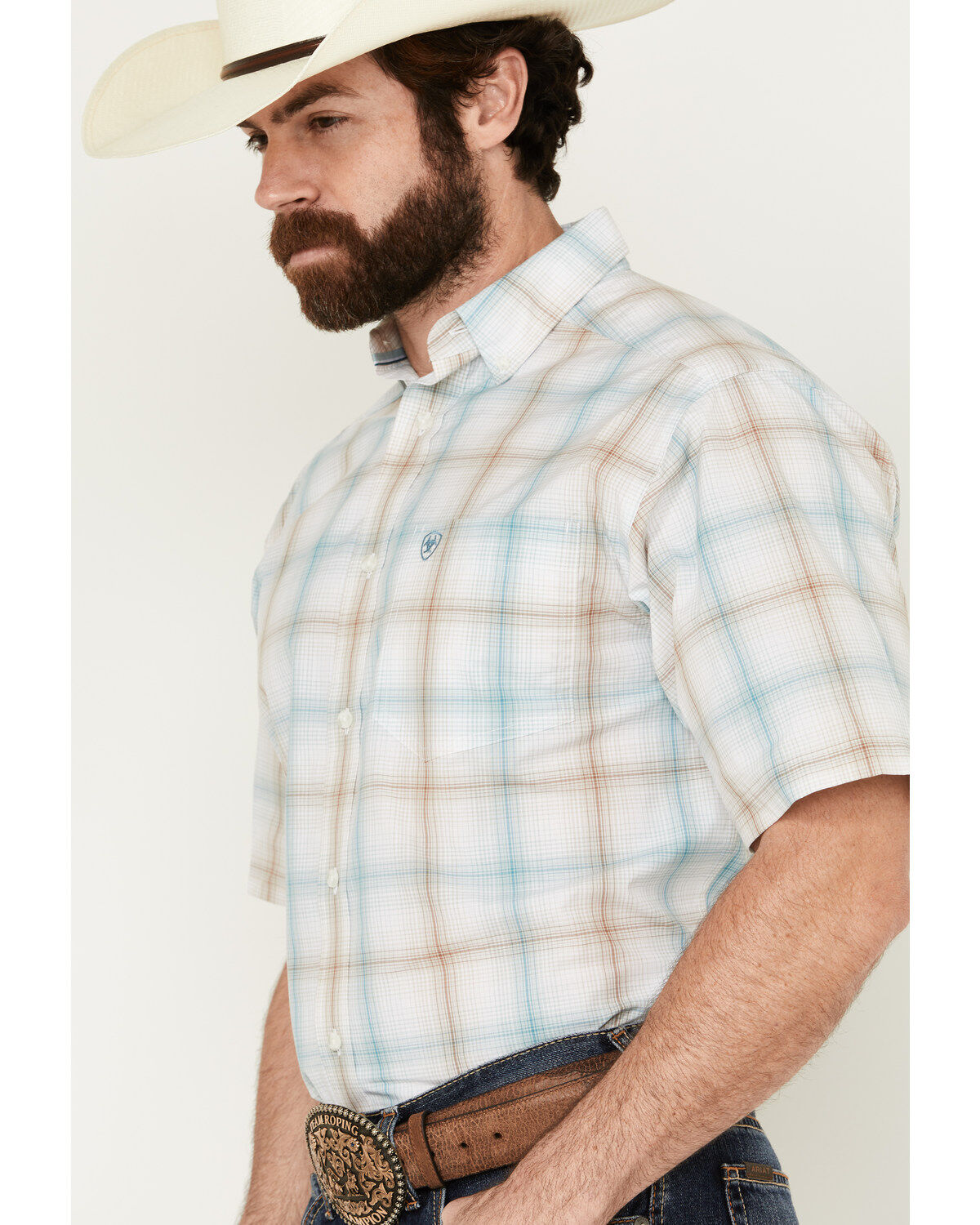 Ariat Men's Ellison Plaid Print Short Sleeve Button-Down Performance Western Shirt