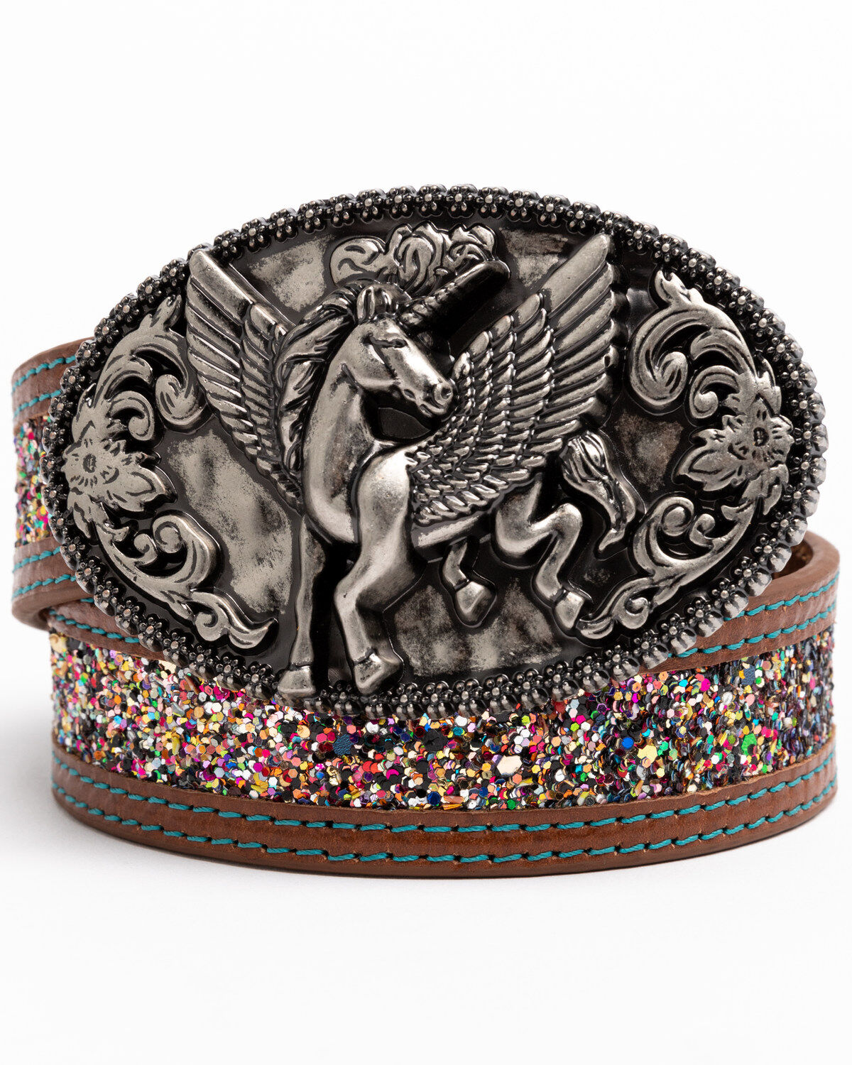 Shyanne Girls' Unicorn Magic Glitter Western Buckle Belt