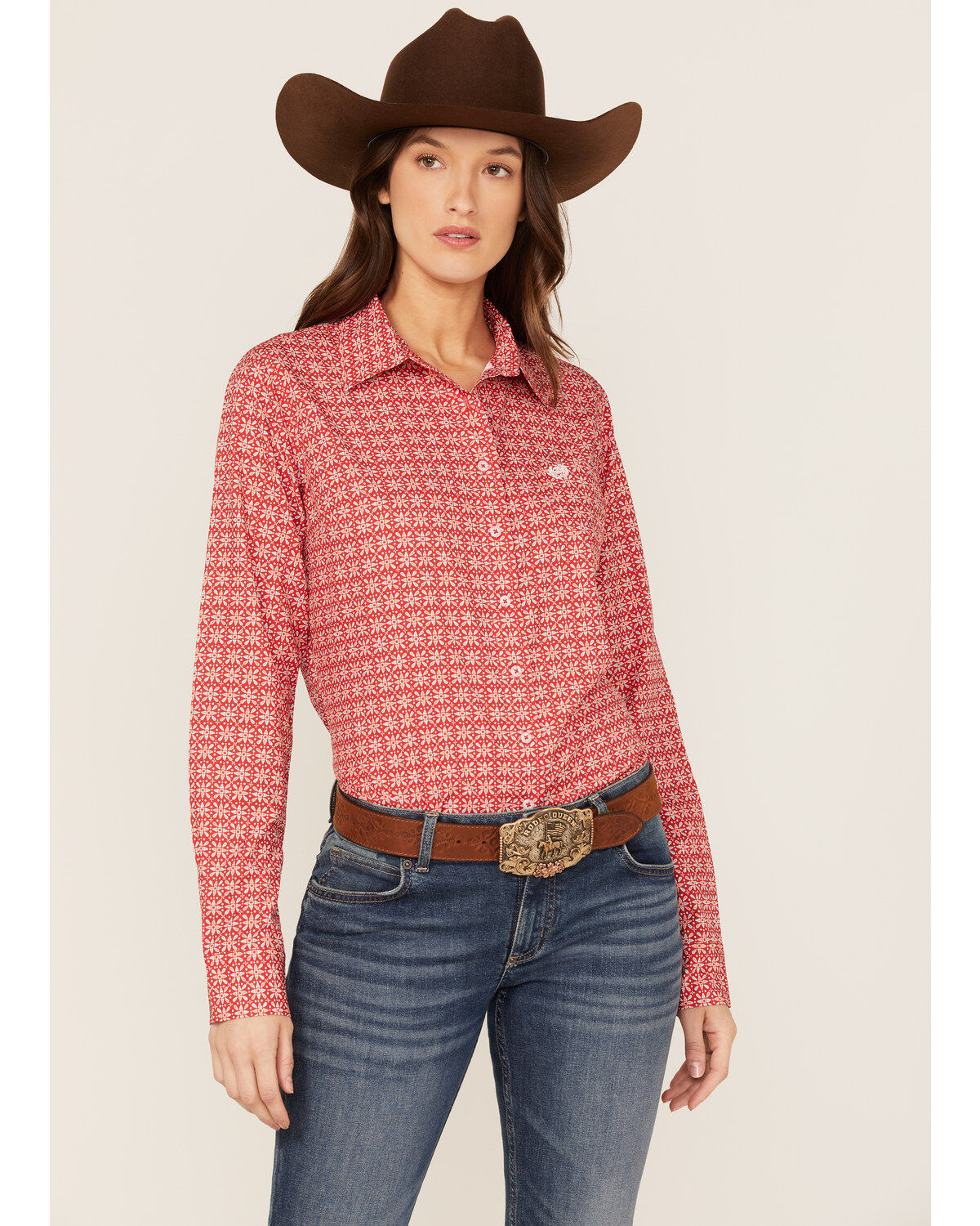 Cinch Women's ARENAFLEX™ Geo Print Long Sleeve Button-Down Stretch Shirt