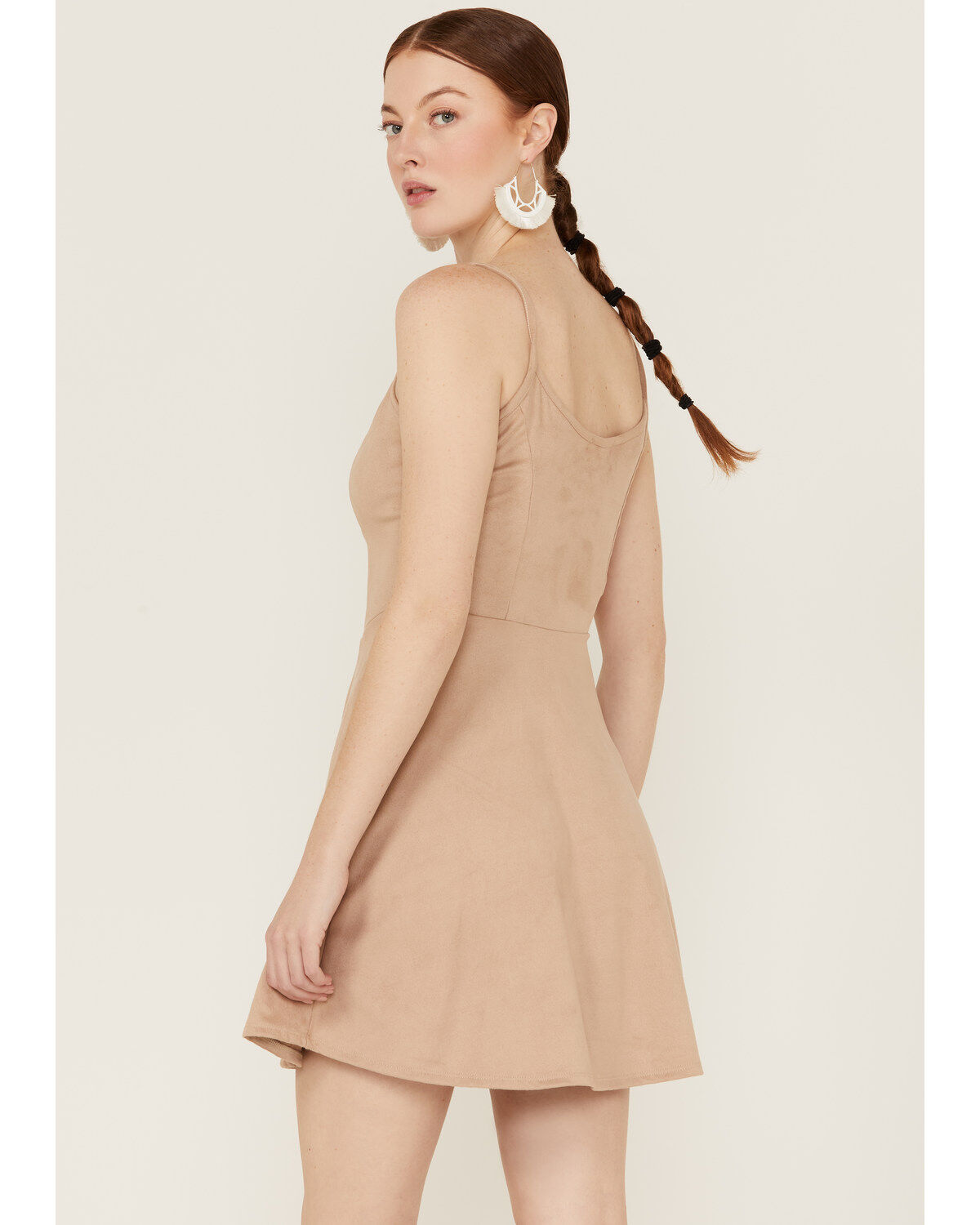 Wild Moss Women's Tie Front Faux Suede Mini Dress