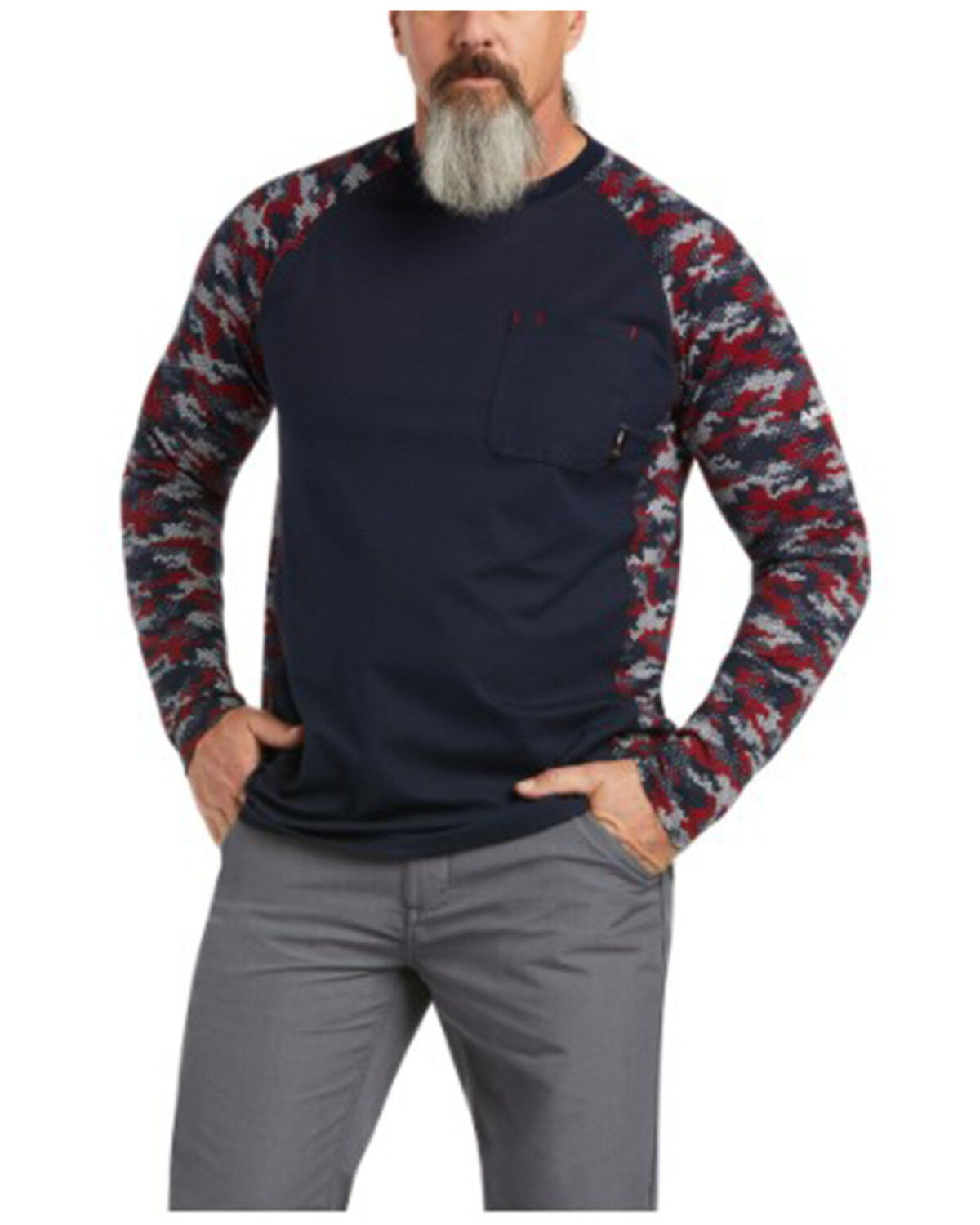 Ariat Men's FR Stretch Camo Print Long Sleeve Baseball Work Shirt