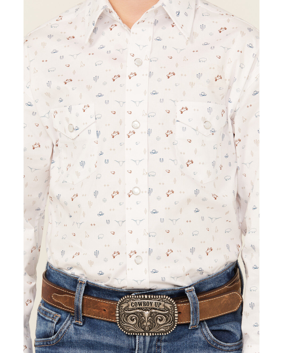 Panhandle Boys' Conversation Print Long Sleeve Snap Western Shirt