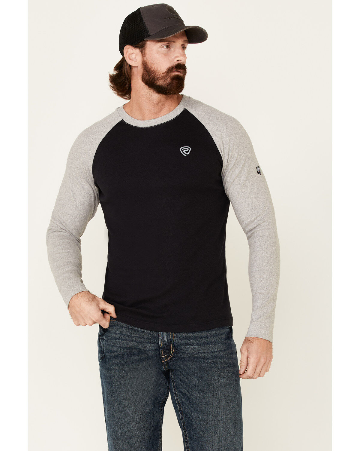 Rock & Roll Denim Men's FR Black Long Sleeve Work Raglan T-Shirt