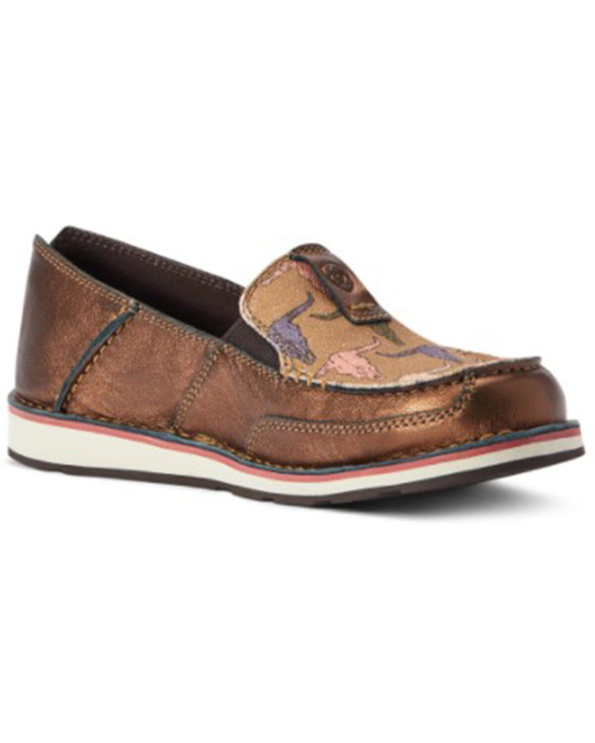 Ariat Women's Metallic Steerhead Print Casual Slip-On Cruiser - Moc Toe