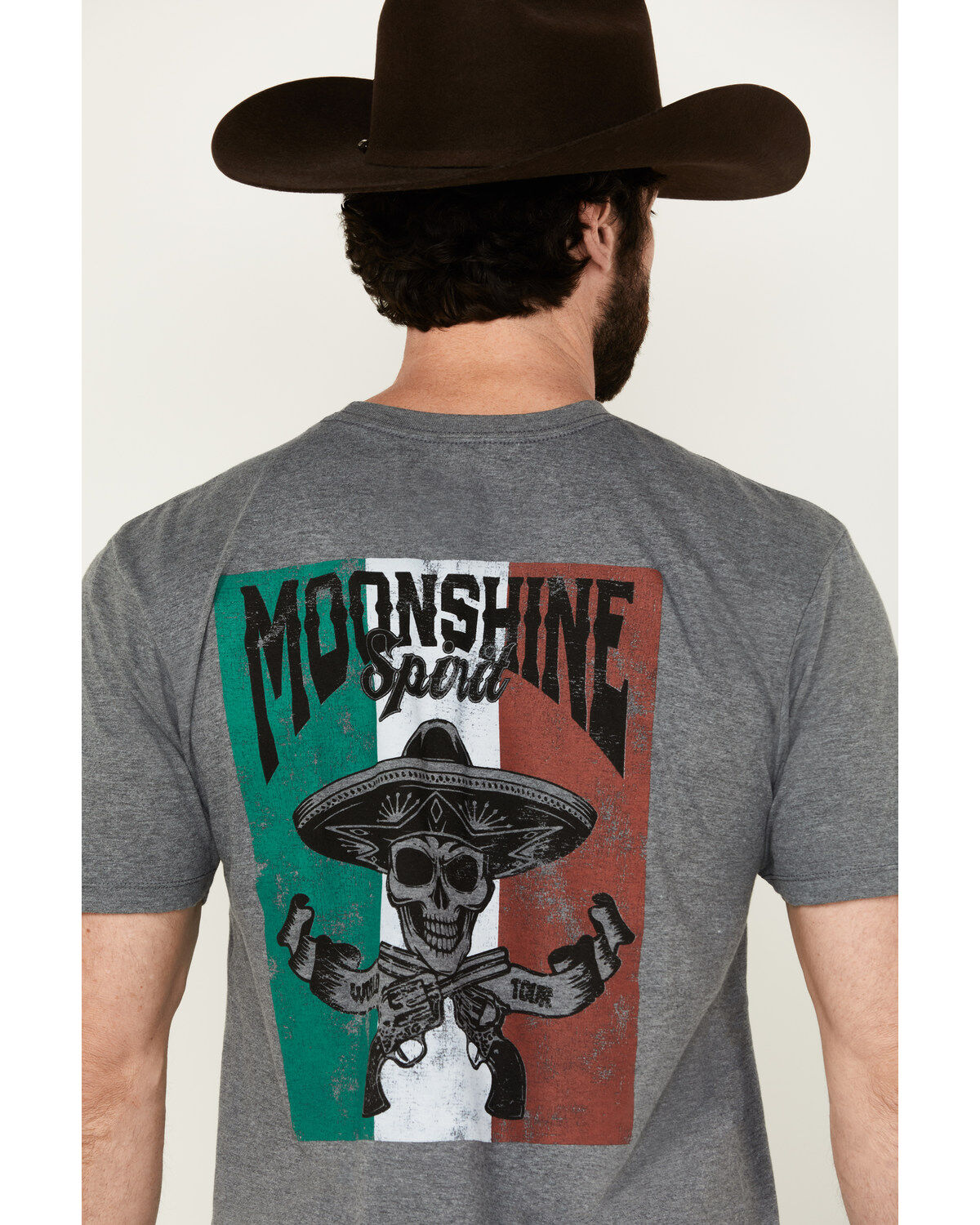 Moonshine Spirit Men's Mariachi Hat Skeleton Short Sleeve Graphic T-Shirt