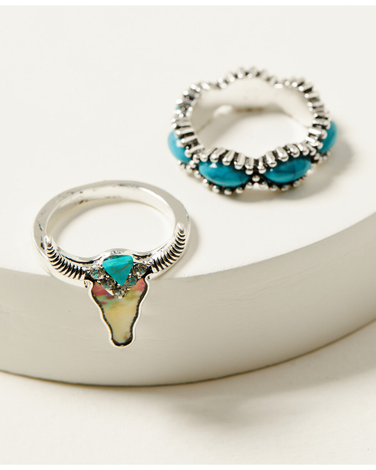 Shyanne Women's Steer Head and Feather Ring Set - 5 Piece