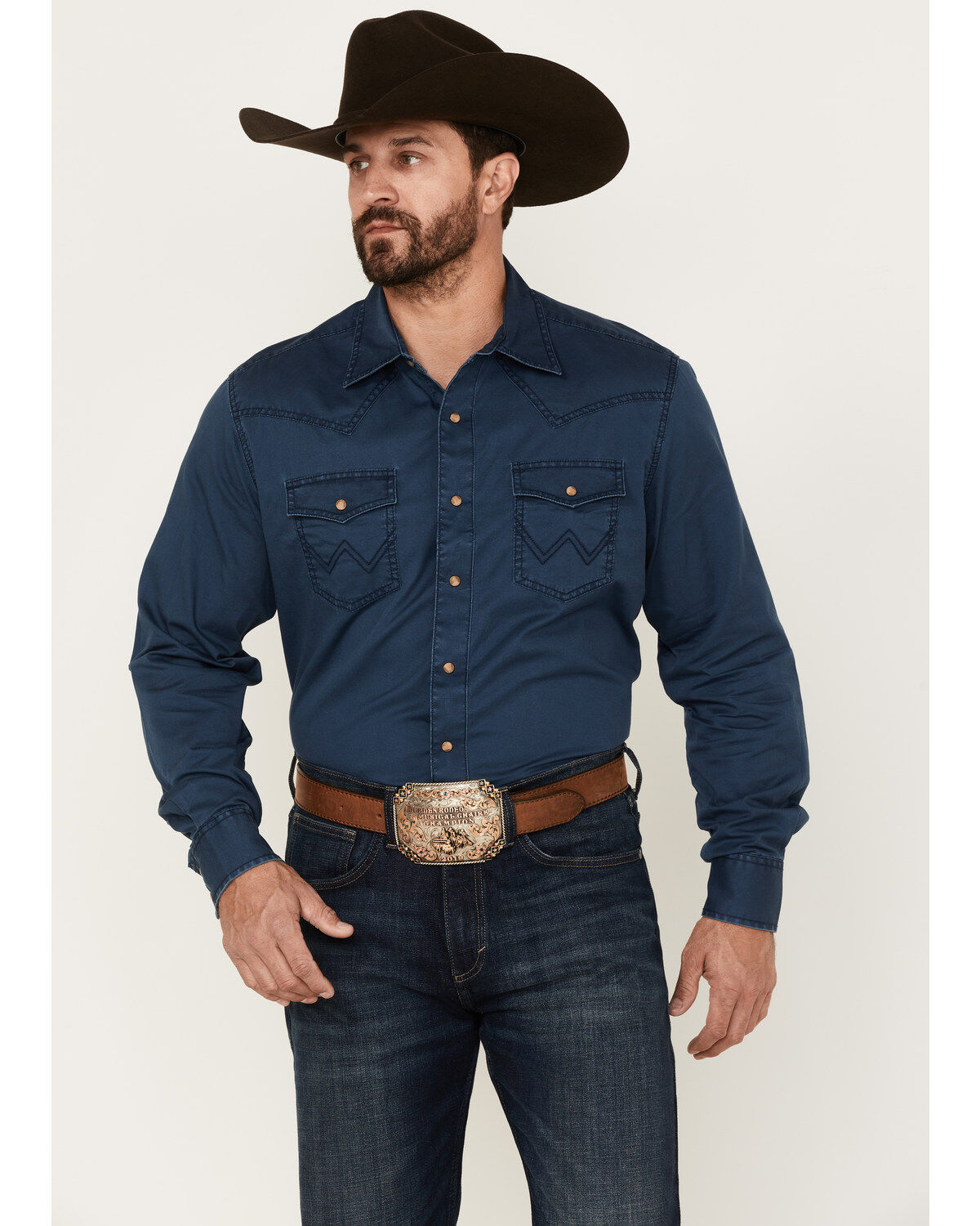 Wrangler Retro Men's Premium Solid Long Sleeve Snap Western Shirt