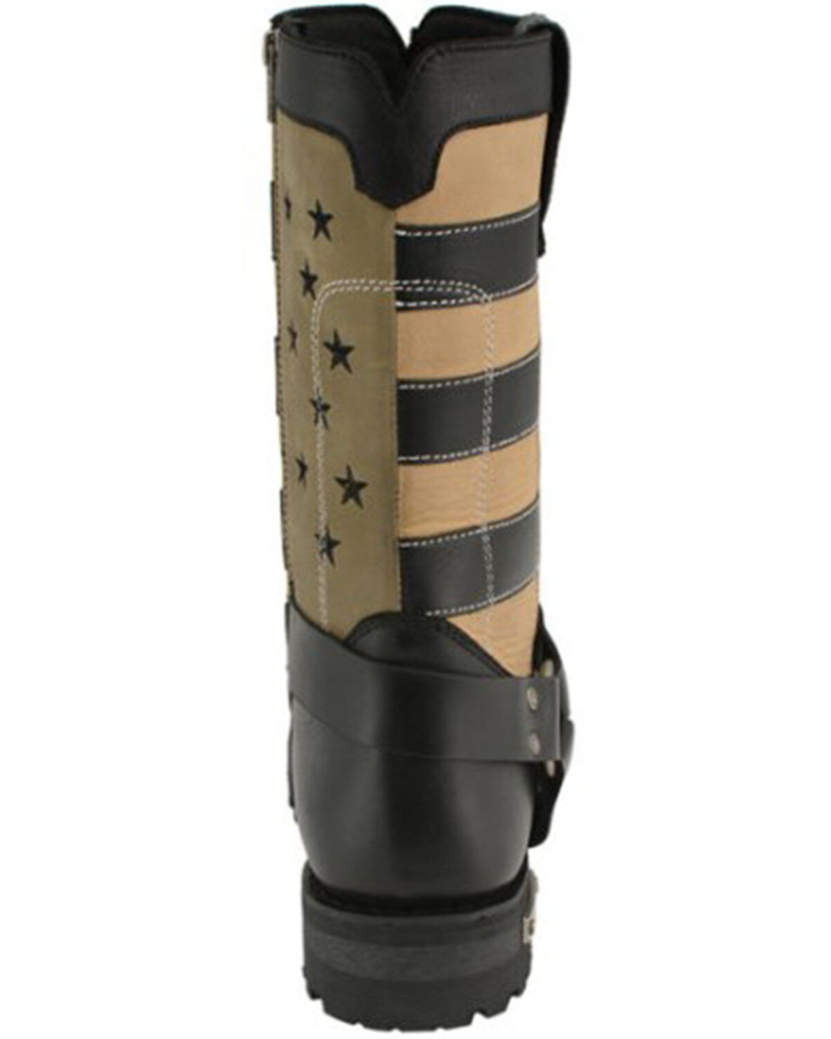 Milwaukee Leather Men's Stars And Stripes Motorcycle Harness Boots Square Toe - Extended Sizes