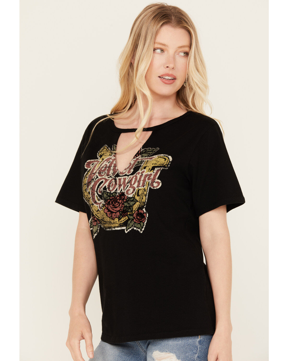 Idyllwind Women's Velvet Cowgirl Cut Out Graphic Tee