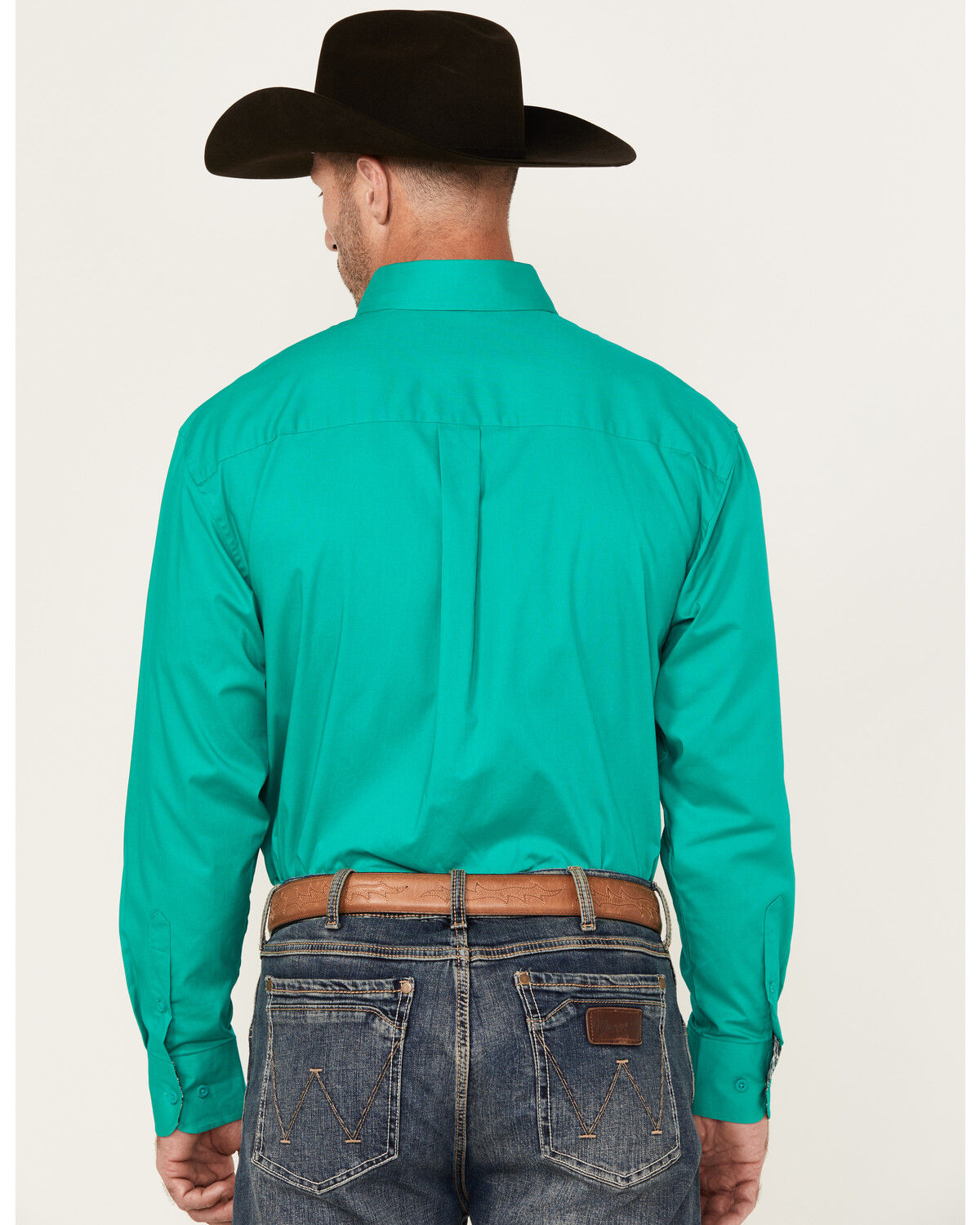 George Strait by Wrangler Men Solid Long Sleeve Button-Down Stretch Western Shirt