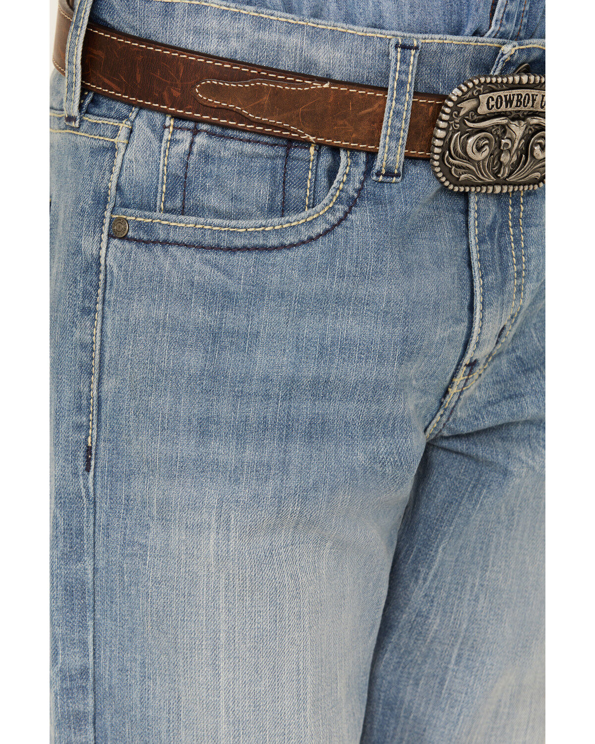 Cody James Boys' Light Wash Cloverleaf Slim Stretch Bootcut Jeans