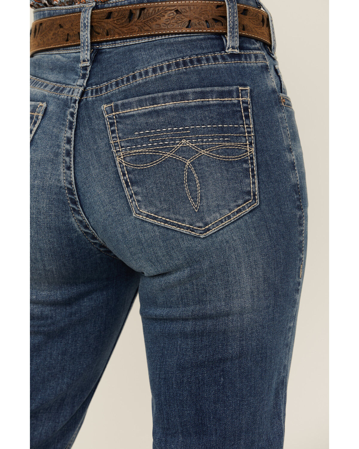 Rock & Roll Denim Women's Medium Wash High Rise Modest Bootcut Stretch Denim Jeans