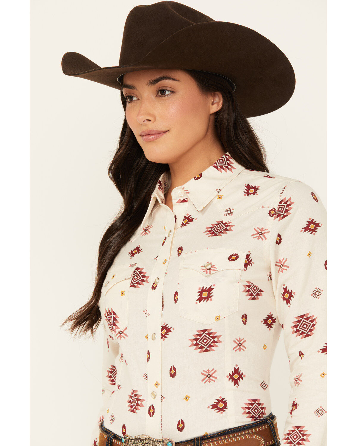 Wrangler Women's Boot Barn Exclusive Southwestern Print Long Sleeve Snap Flannel Shirt