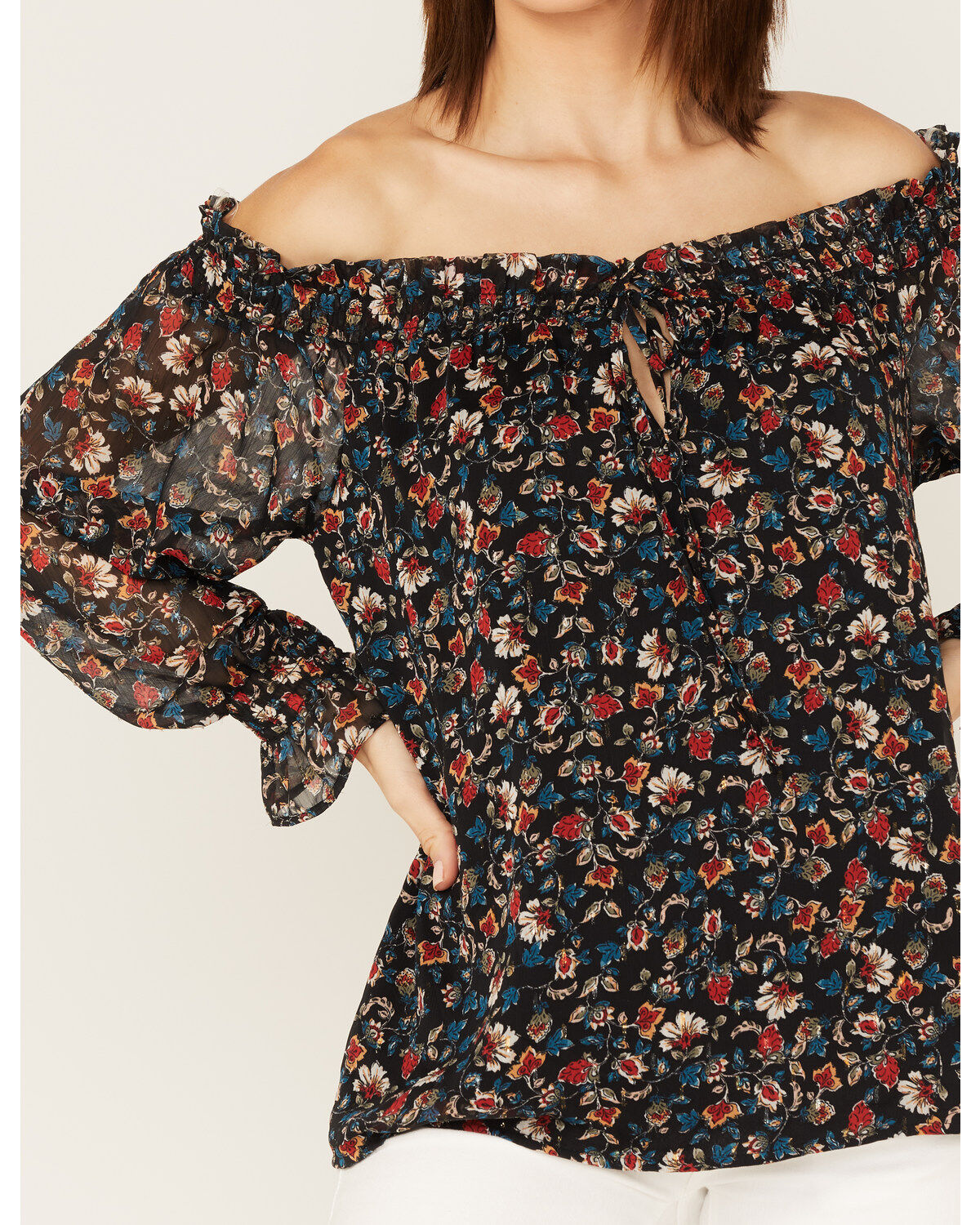 Wild Moss Women's Floral Print Off-Shoulder Top
