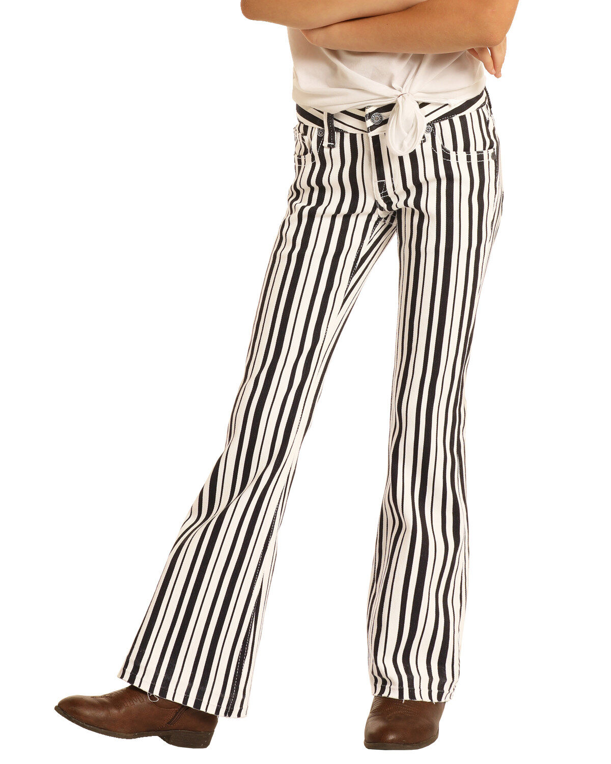 Rock & Roll Denim Girls' Striped Flare Jeans