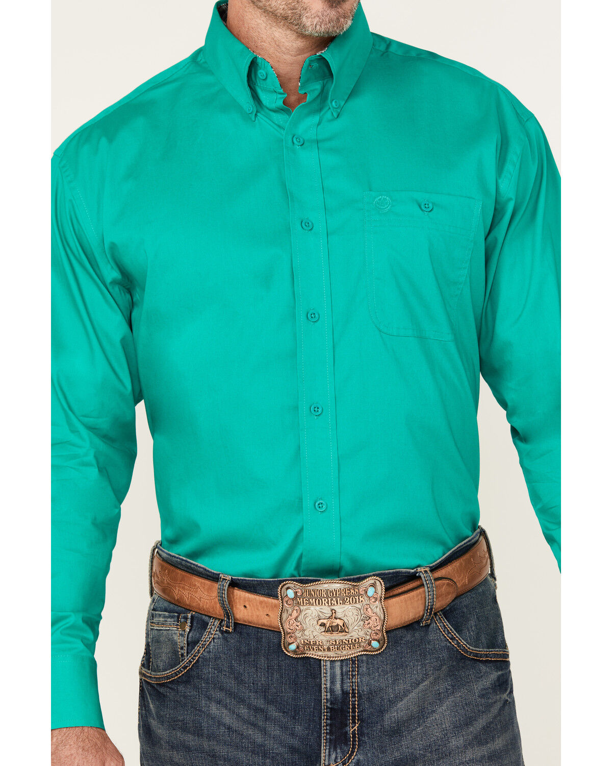 George Strait by Wrangler Men Solid Long Sleeve Button-Down Stretch Western Shirt