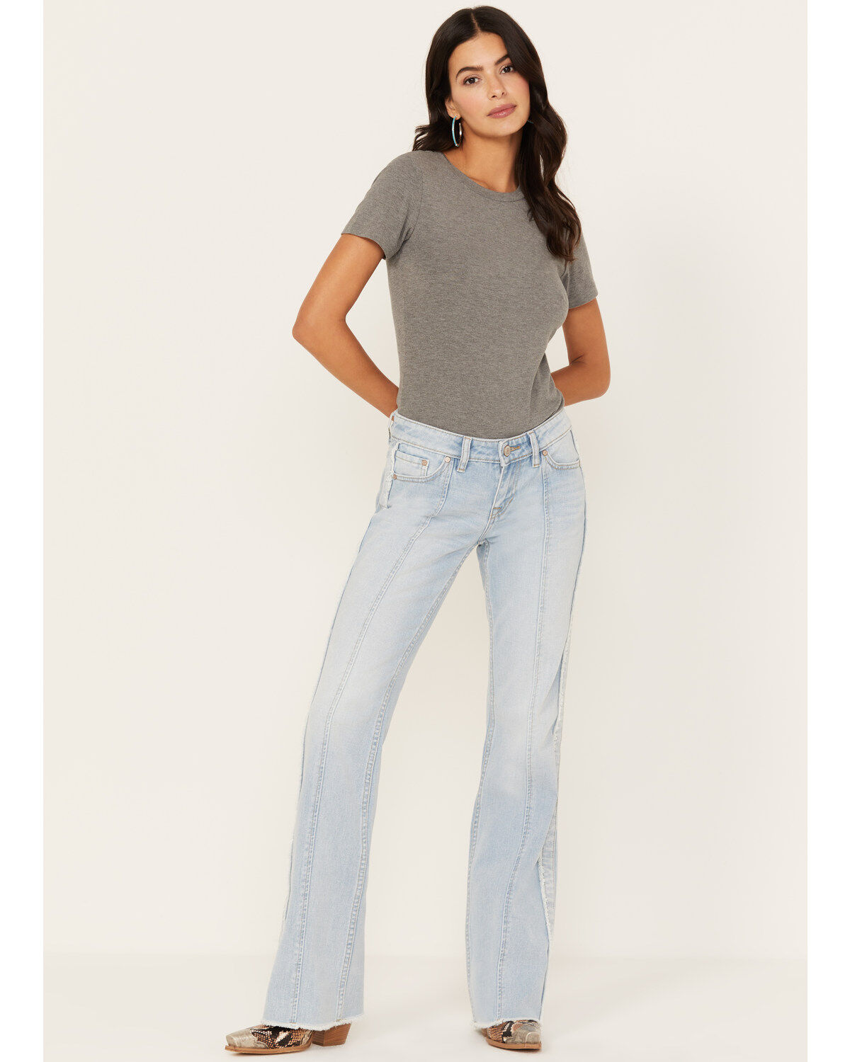 Shyanne Women's Light Wash Low Rise Seamed Bootcut Jeans
