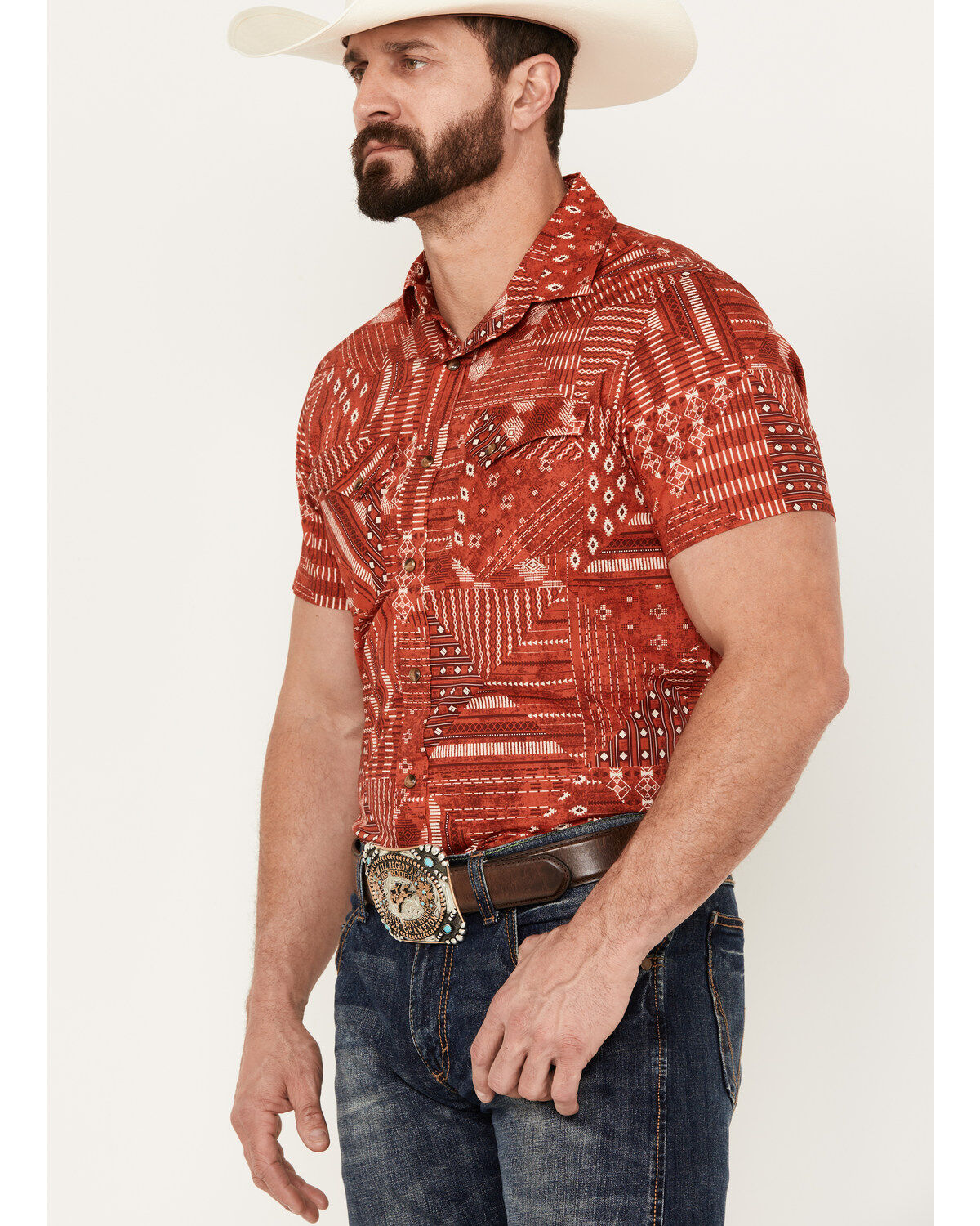 Pendleton Men's Laramie Bandana Print Short Sleeve Western Snap Shirt