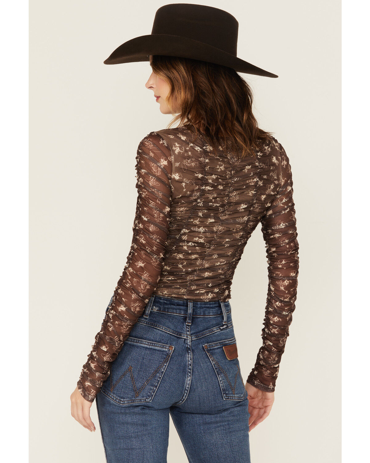 Blue B Women's Conversation Print Mesh Long Sleeve Shirt