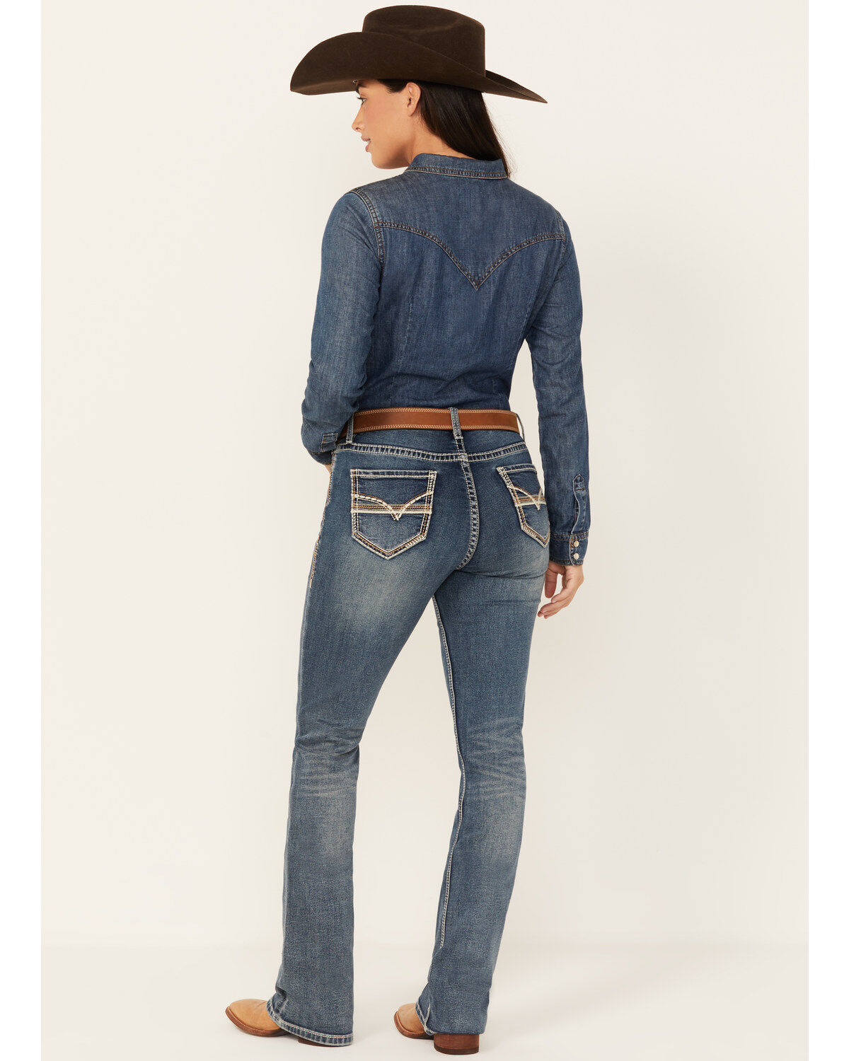 Rock & Roll Denim Women's Medium Wash Mid Rise Stretch Bootcut Jeans