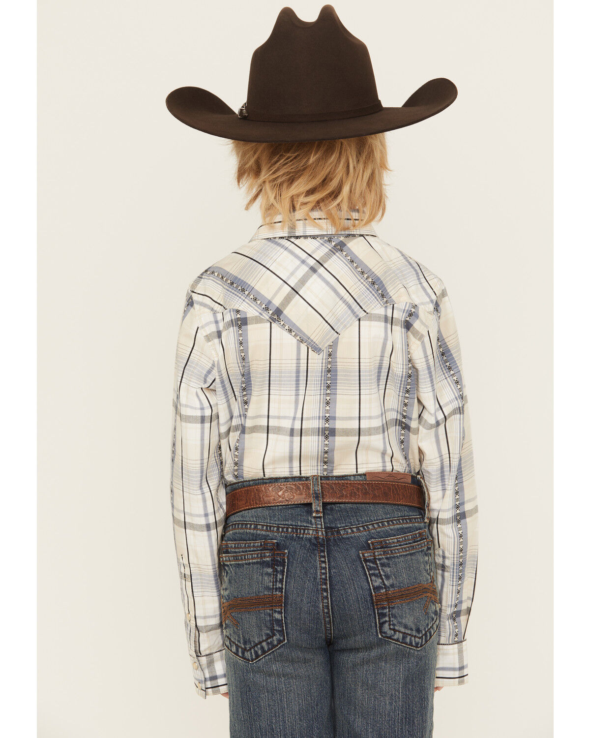 Cody James Boys' Wind Plaid Print Long Sleeve Snap Western Shirt