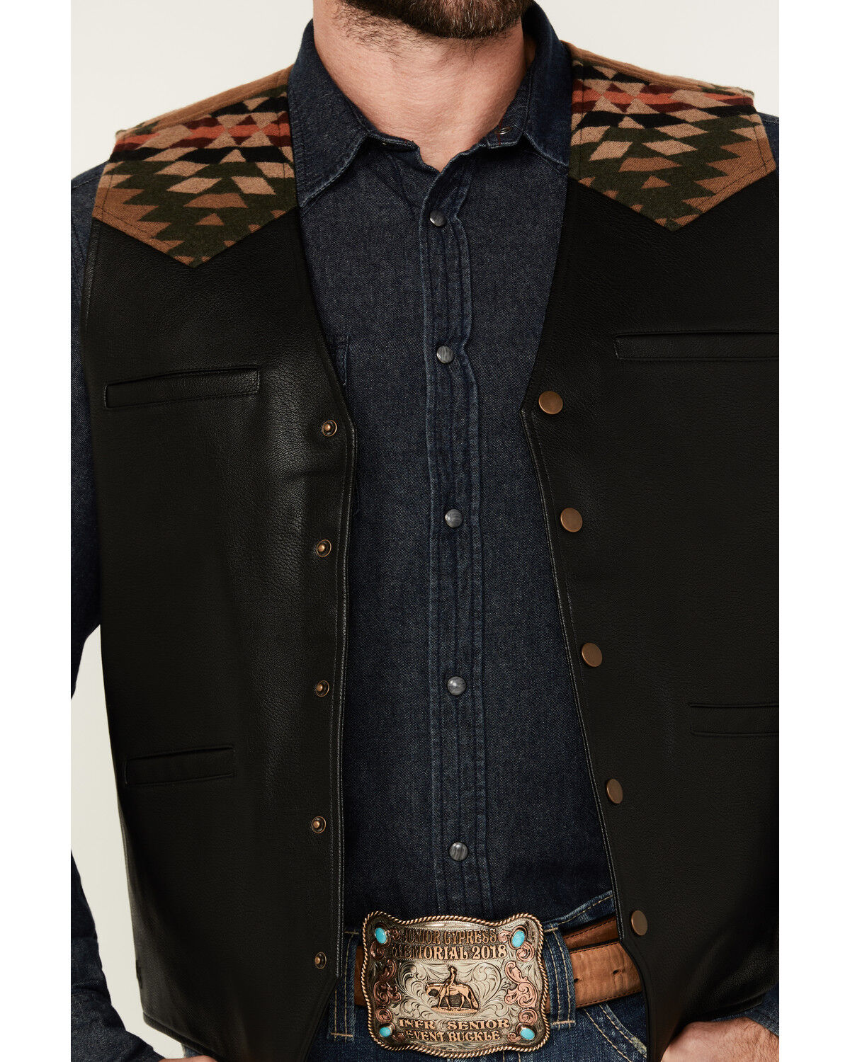 Moonshine Spirit Men's Alamo Southwestern Print Snap Vest