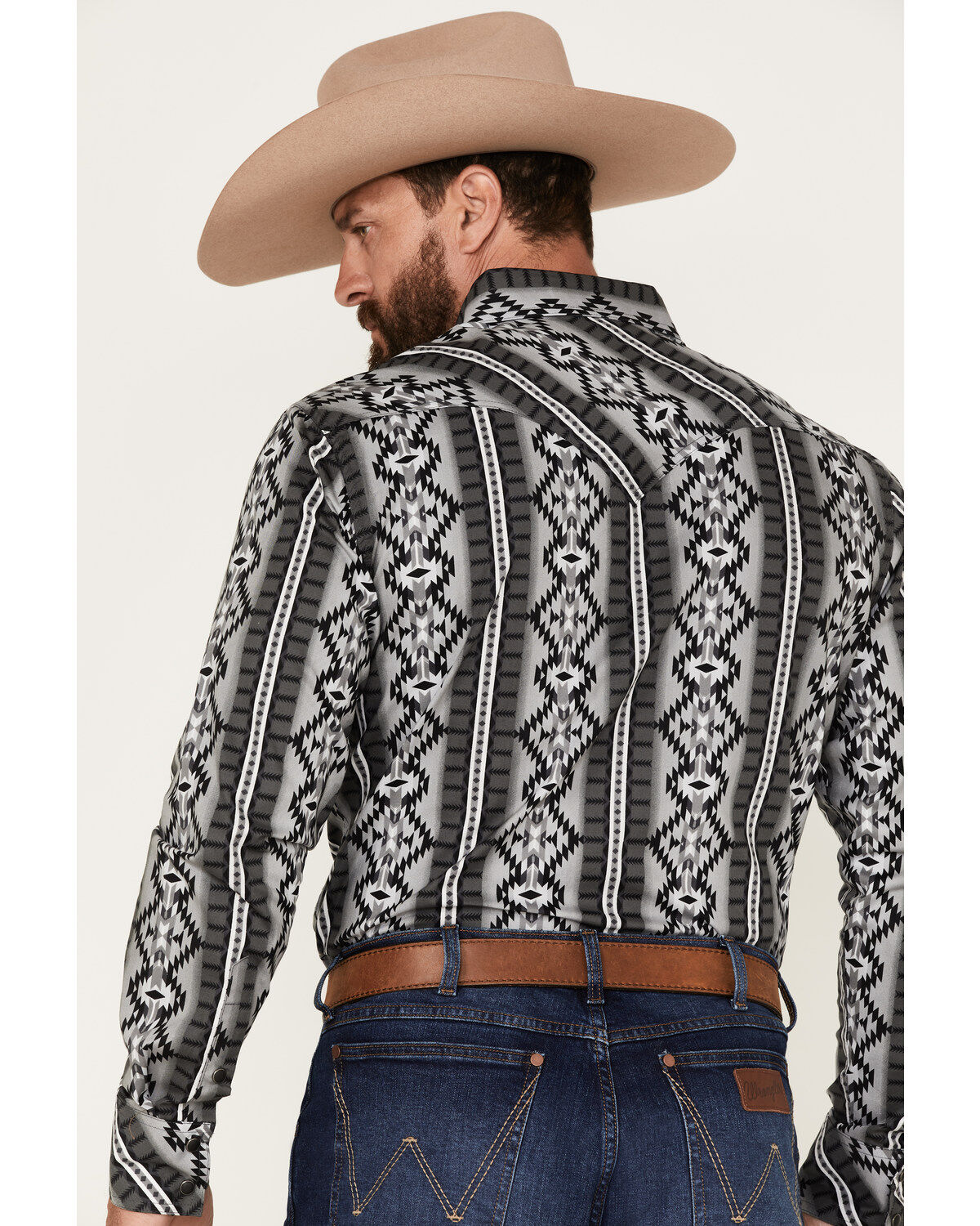 Rock & Roll Denim Men's Southwestern Print Stretch Long Sleeve Snap Western Shirt