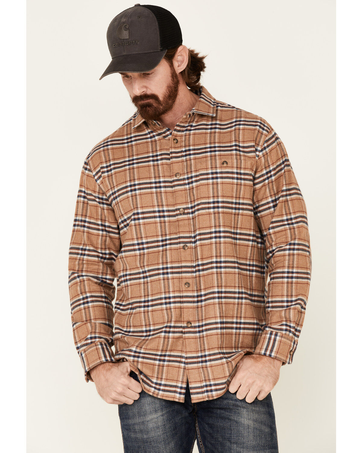 Pendleton Men's Camel Cascade Plaid Long Sleeve Western Shirt