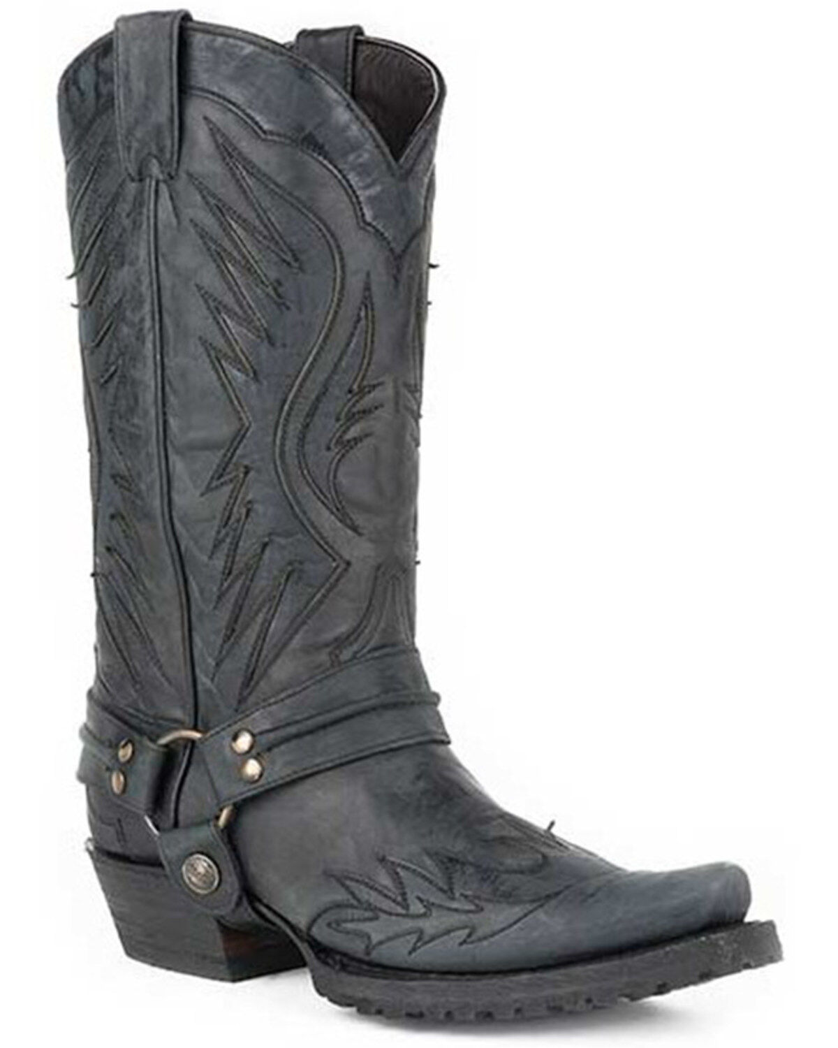 Stetson Men's Biker Outlaw Wing Tip Harness Moto Boots - Snip Toe