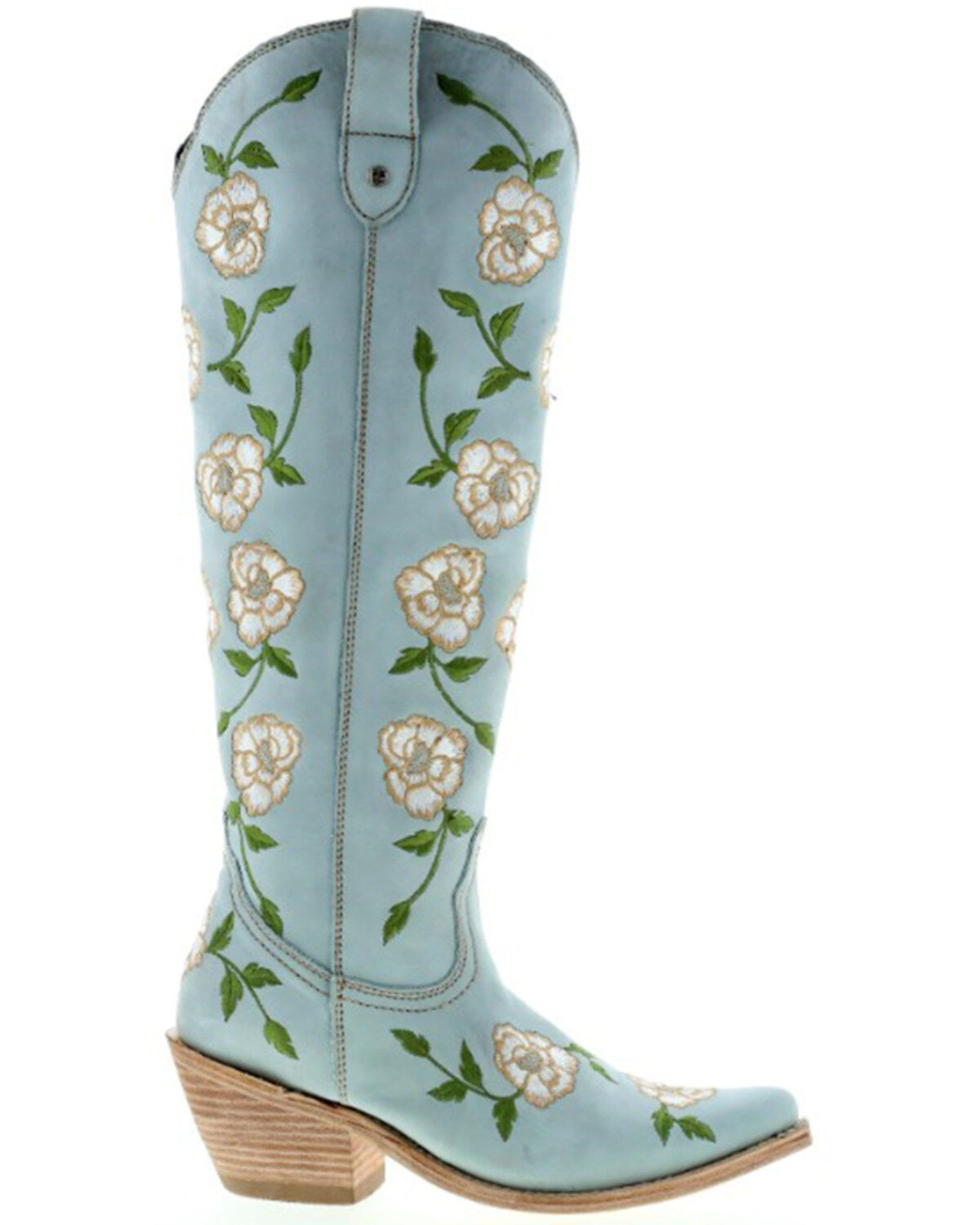Botas Caborca For Liberty Black Women's Embroidered Roses Tall Western Boots - Snip Toe