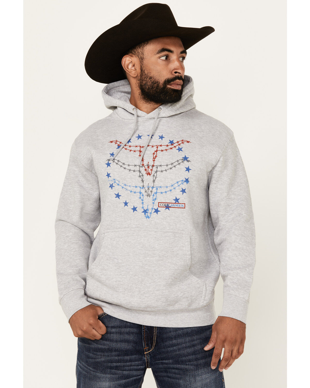 Cody James Men's Barbed Wire Triple Steer Head Hooded Sweatshirt