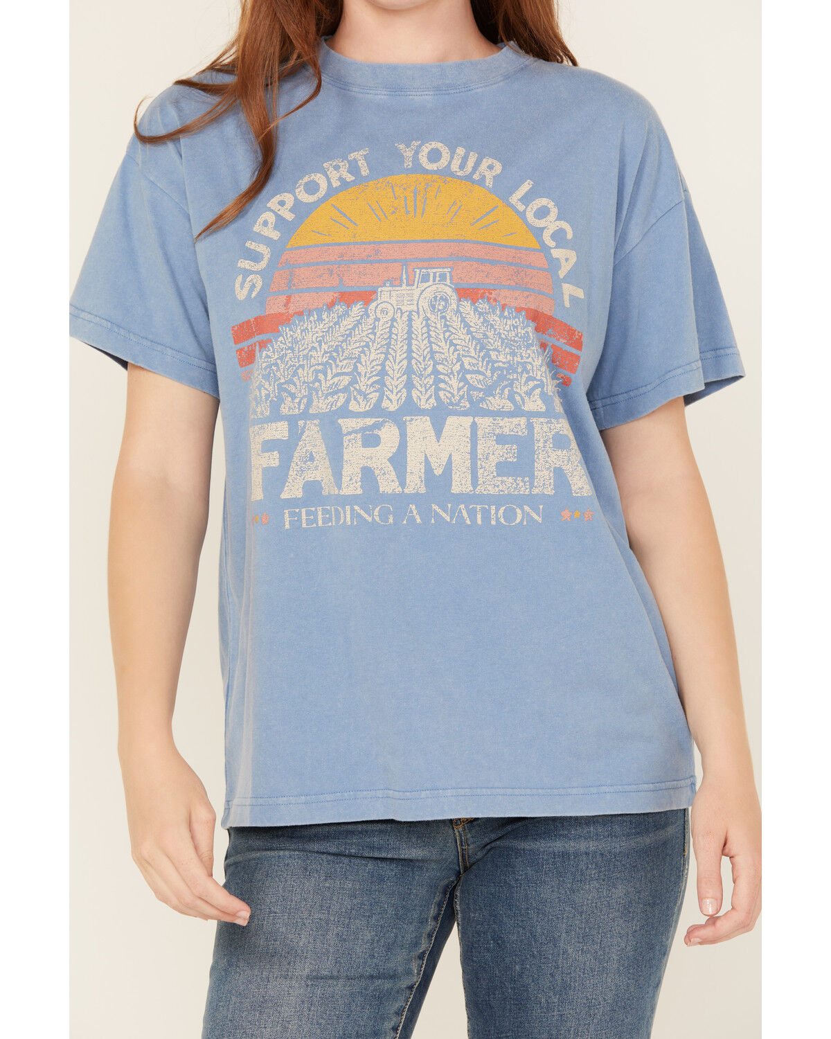 Cleo + Wolf Women's Support Your Local Farmer Short Sleeve Oversized Graphic Tee
