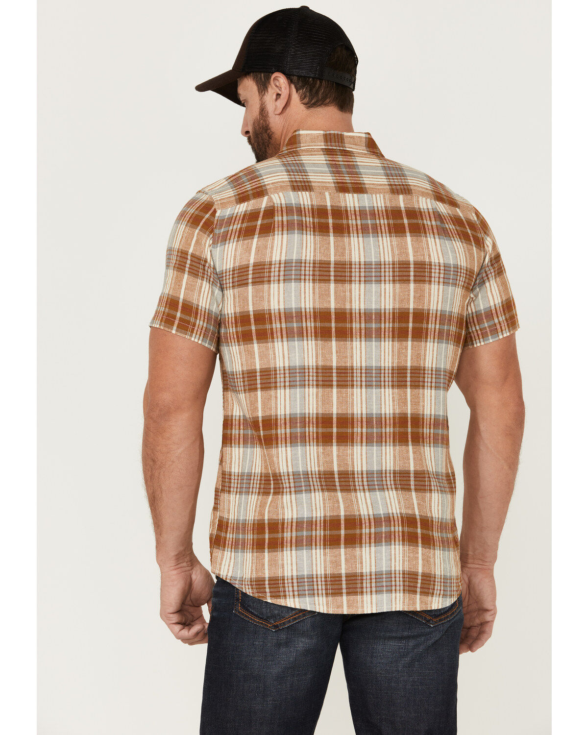 Pendleton Men's Linen Plaid Short Sleeve Button Down Western Shirt