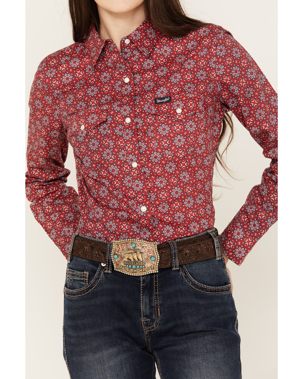 Wrangler Women's Floral Long Sleeve Snap Western Shirt