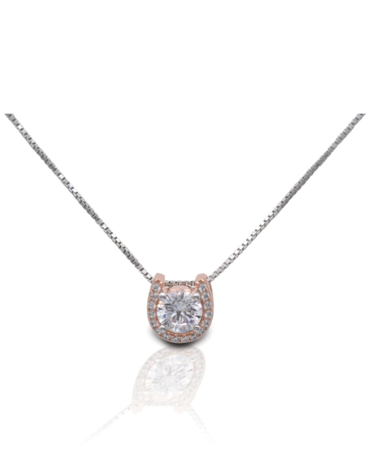 Kelly Herd Women's Rose Gold-Plated Horseshoe Pendant Silver Necklace
