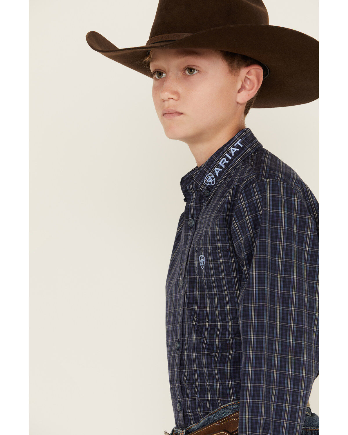 Ariat Boys' Team Plaid Print Long Sleeve Button-Down Western Shirt