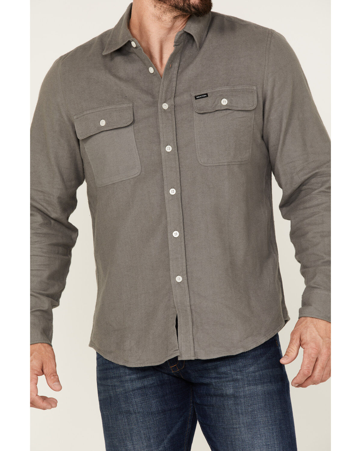 Brixton Men's Bowery Chamois Solid Long Sleeve Button-Down Western Shirt