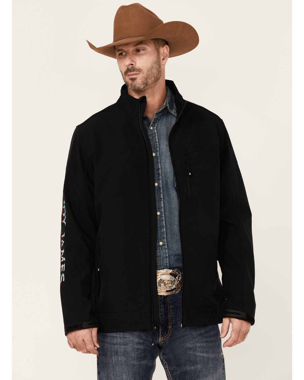 Cody James Core Men's Serape Logo Sleeve Zip-Front Steamboat Jacket