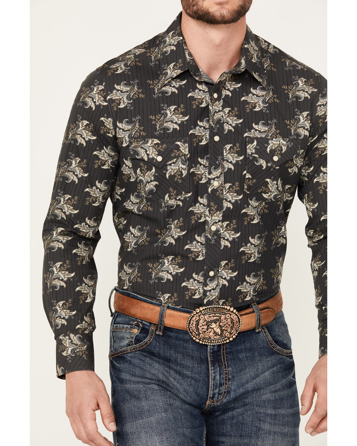 Rock & Roll Denim Men's Vintage 46 Paisley Print Long Sleeve Snap Western Shirt
