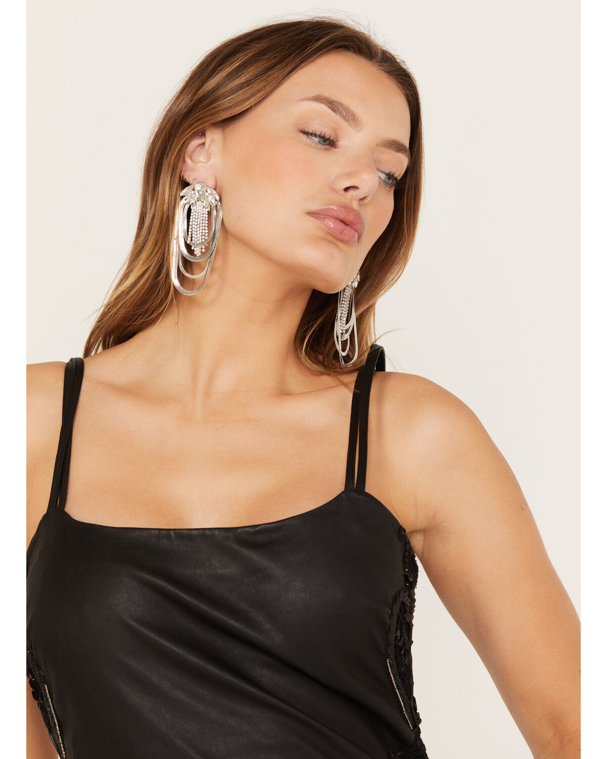 Wonderwest Women's Silver Jeweled Loop Earrings