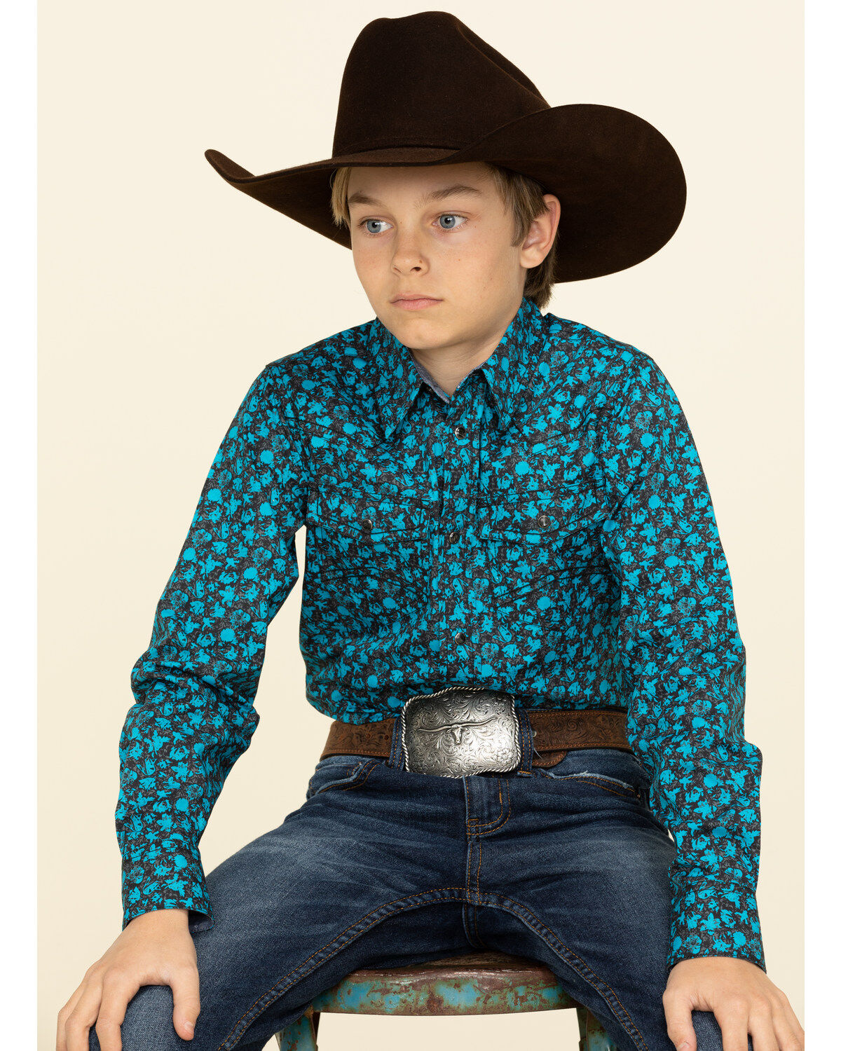 Cody James Boys' High Sierra Floral Print Long Sleeve Western Shirt