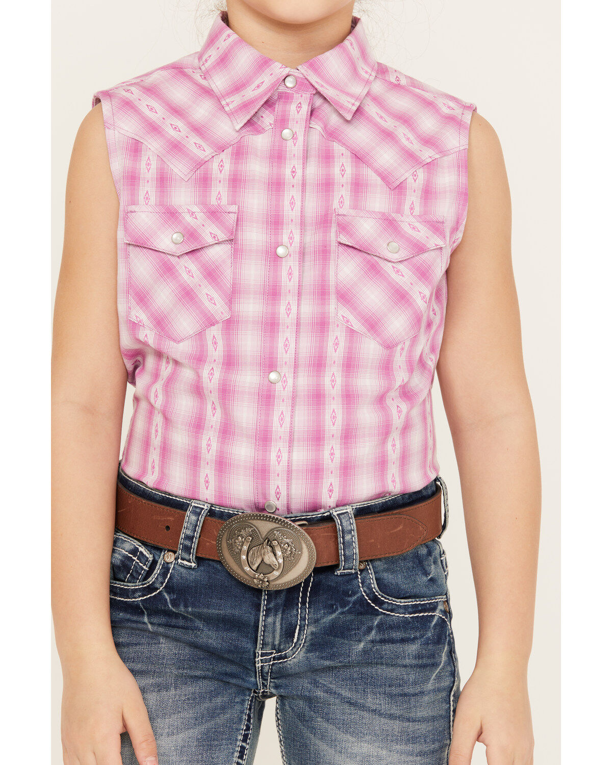 Shyanne Girls' Dobby Pearl Snap Western Shirt