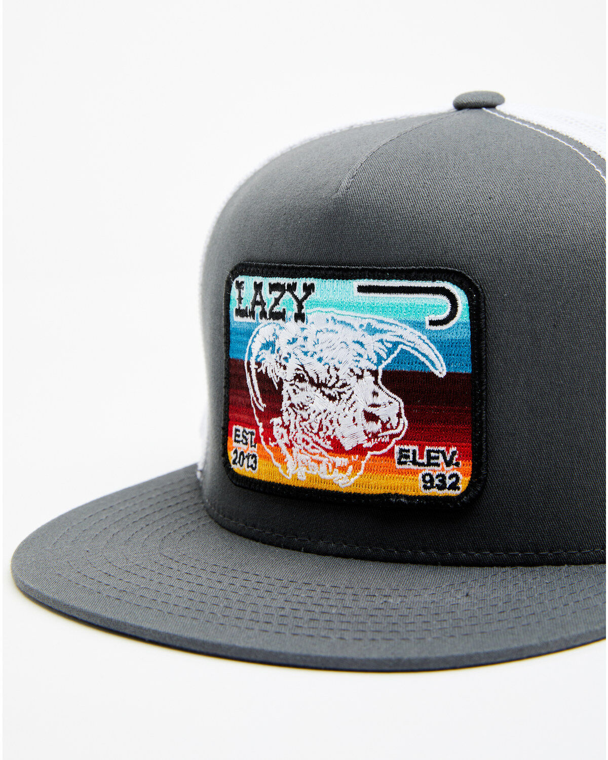 Lazy J Ranch Men's Gray & White Serape Cow Patch Mesh-Back Ball Cap