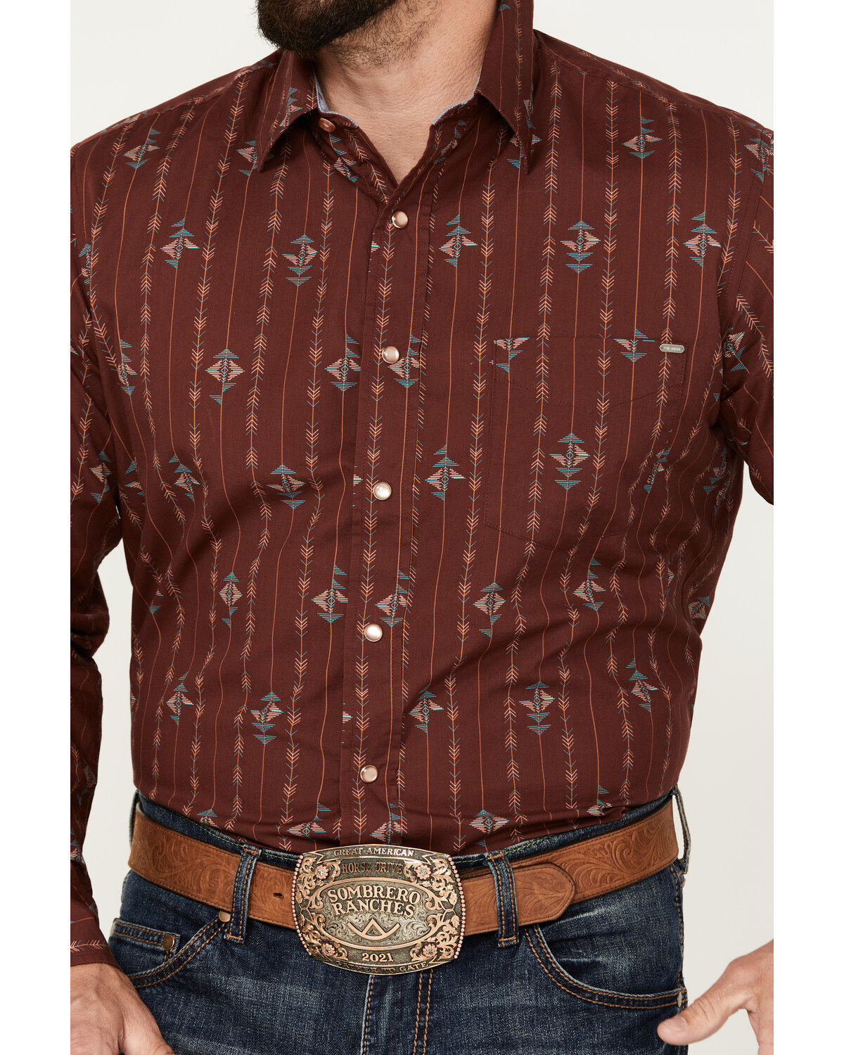 Tin Haul Men's Arrowhead Long Sleeve Western Snap Shirt