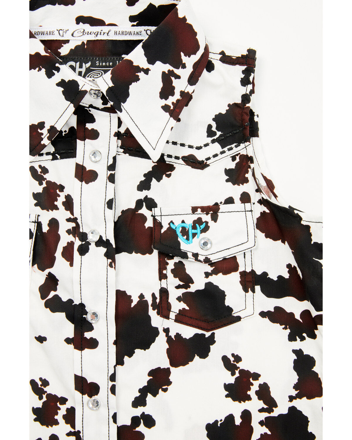 Cowgirl Hardware Toddler Girls' Cow Print Sleeveless Snap Western Shirt