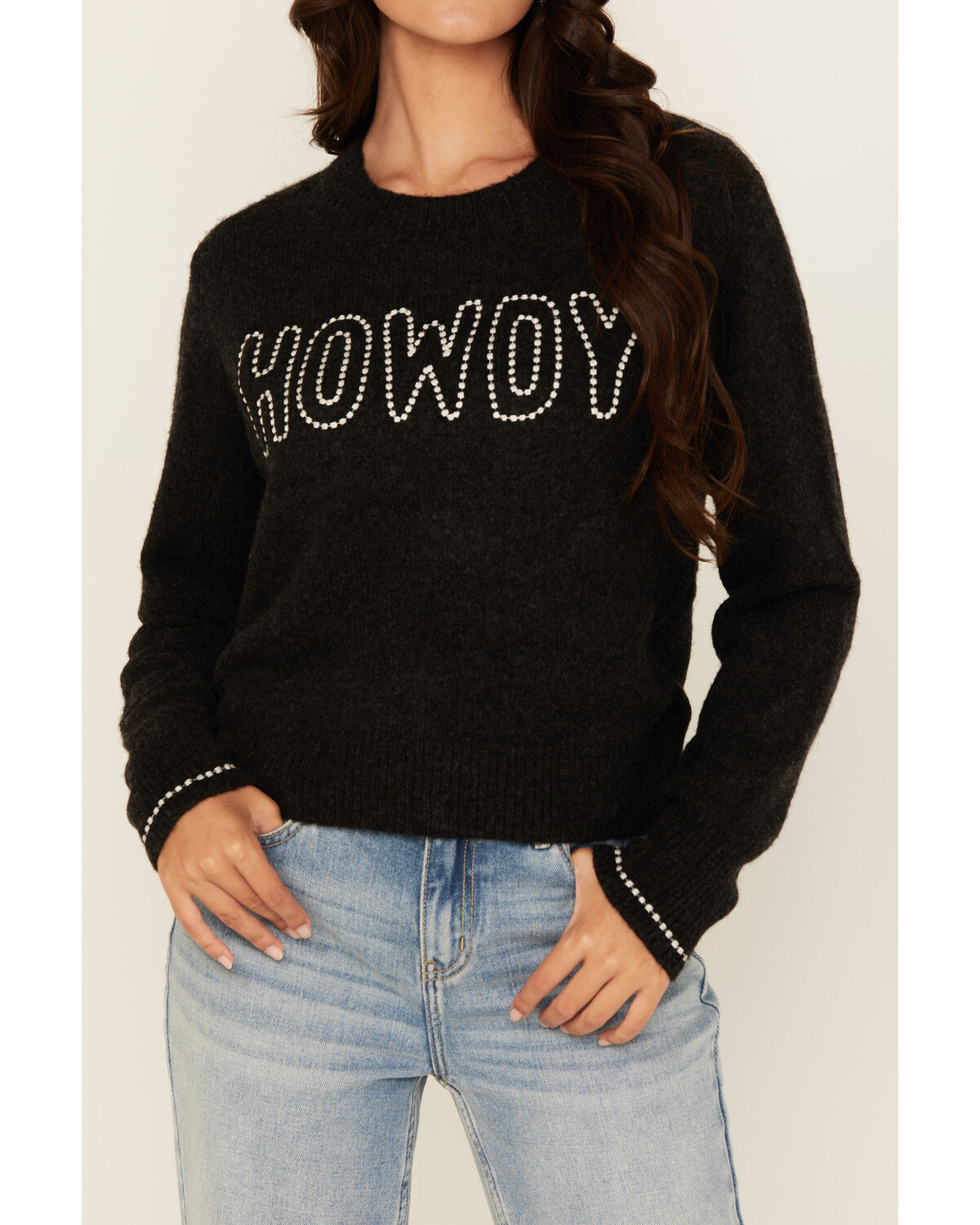 White Crow Women's Howdy Stitched Long Sleeve Sweater
