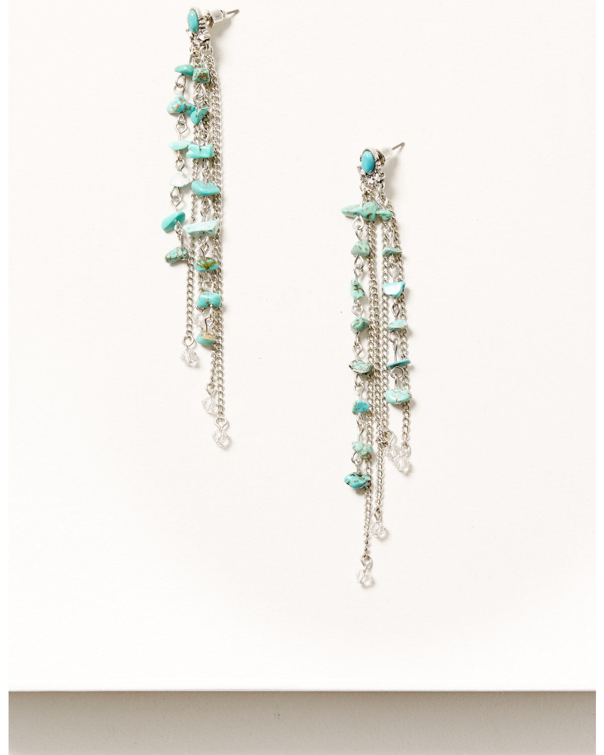 Shyanne Women's Silver & Turquoise Stone Fringe Earrings